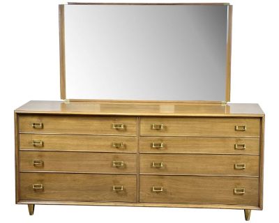 Mid-Century Modern Johnson Paul Frankl Eight Drawer Dresser With Mirror