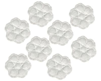 Midcentury French Limoges White Porcelain Oyster Plates, Set of 8