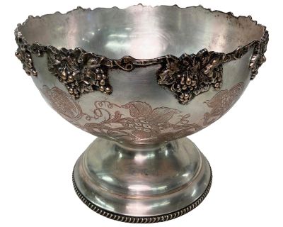 Silver Plated Grape Motif Champagne/Punch Bowl