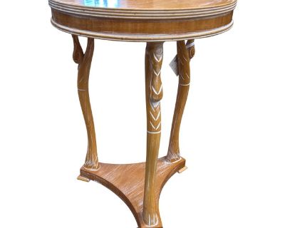 Vintage Italian Side Table With Carved Swans