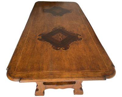 1990s Vintage Arte De Mexico Spanish French Solid Wood Dining Table