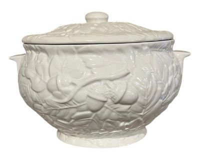 Vintage White Ironstone Acorns and Leaves Soup Tureen