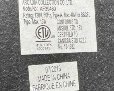 FREE Arcadia collection lamp AF39460 w/electrical outlet