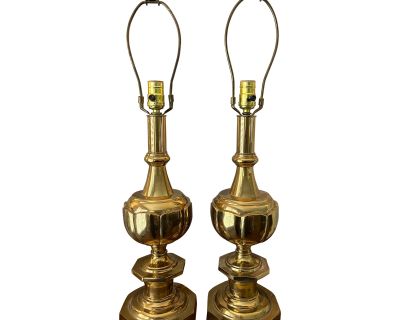 Vintage Mid to Late 20th Century Heavy Brass Lamps - a Pair