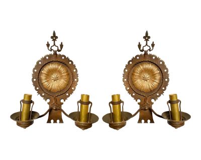 1930s Large Spanish Revival Wall Sconces - a Pair