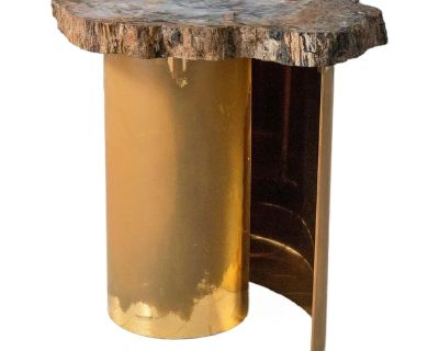 1970s Karl Springer Petrified Wood Side Table