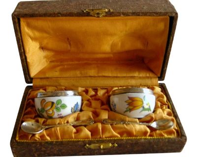 1920s French Vintage Limoge Salt and Pepper Set in Original Box