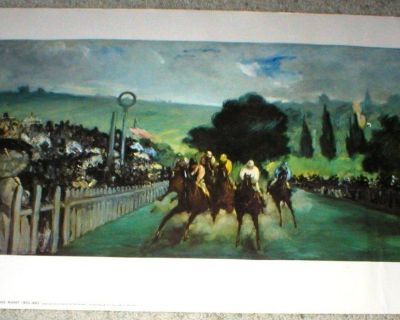 Horse Racing - RACES AT LONGCHAMP Art Print by Edouard Manet - 1800's