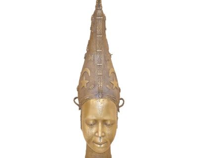 Mid 20th Century Queen Iden Benin Bronze Head