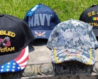 Patriotic Hats Caps Wallets Leather Men's Army Navy Veterans NEW