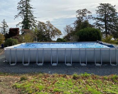 INTEX Above Ground Pool 32x16, Pump, Filter, new Solar Cover & Reel, tools