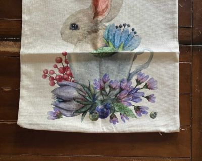 Bunny in teacup pillow cover