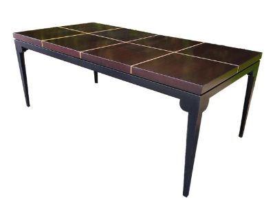 Restored Tommi Parzinger for Charak Modern Attributed Mahogany and Black Lacquered Dining Table