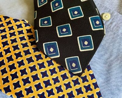 Yellow & Navy Silk Ties -$5/Both for $8