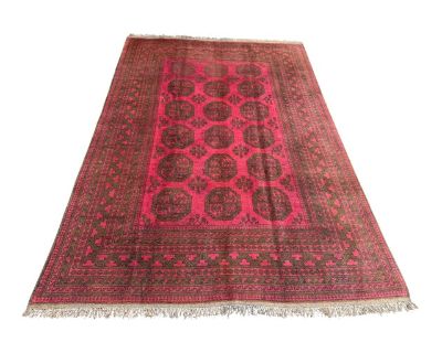 Vintage Turkmen Bukhara Rug Hand-Knotted Elephant Foot Living Room Rug