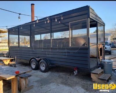 2019 8' x 24' 1000 Gallon Mill Scale Smoker Trailer Open Screened Barbecue Food Trailer