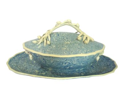 Mid-20th Century Christian Dior Aptware Blue-Toned Tureen and Underplate - 3 Pieces