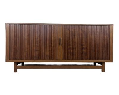 1960s Danish Mid Century Modern Teak Tambour Door Credenza by Worts Mobler