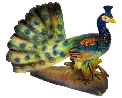 Mid 20th C Artmark Porcelain Peacock Figurine
