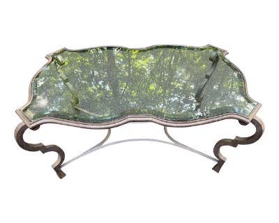 1990s Iron Coffee Table With Glass Top
