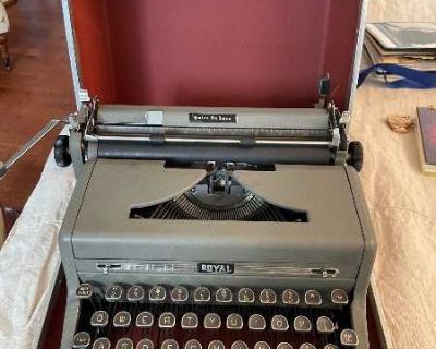 If you are reading this the typewriter is still available. I am not replying to "is this still available" messages. This Royal Quiet Deluxe (portable) is from 1943 or thereabouts. I had it repaired about 3 years ago and enjoyed typing on it for a year. Then it went into storage and now the carriage return won't work. I don't have the time to get it repaired so if anyone wants a free typewriter ...
