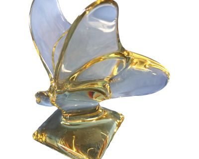 Vintage Retired Baccarat Crystal “Lucky” Yellow Butterfly Stunning Signed Retired 1980s