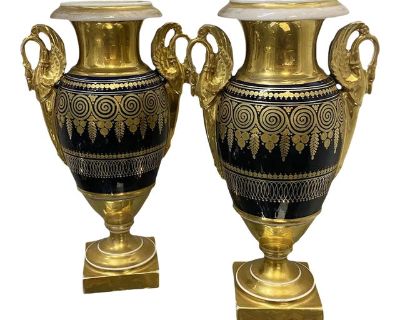 Late 19th Century French Porcelain Vases - a Pair
