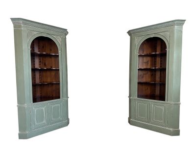 Pair of Chalon Kitchens English Countryside Handmade Corner Cupboards