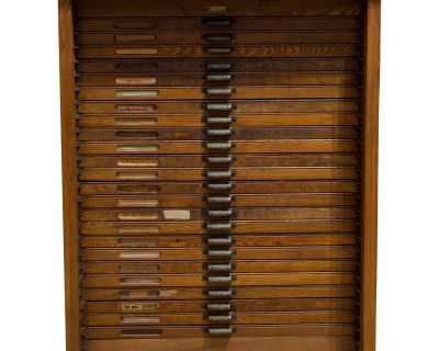 Antique Hamilton Industrial Typesetter's 24 Drawer Cabinet C.1920-1930