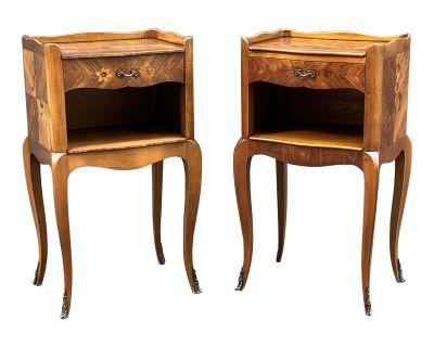 Early 1900s Pair of French Antique Louis XV Style Rosewood Nightstands