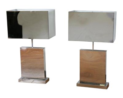 Curtis Jere Polished Chrome Table Lamps - A Pair