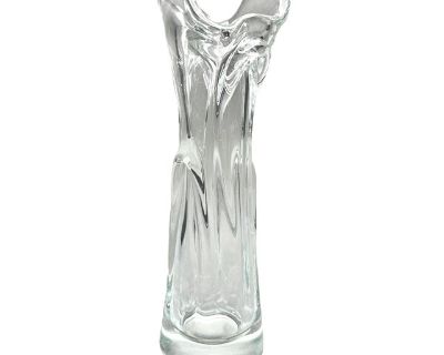 Vintage Jan Beranek Skrdlovice 1970’s Czechia Clear Glass Organic Bud Vase