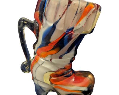 Glass Boot Murano Glass Art Glass Venetian Multi - Colored Vintage Glass Boot Murano Glass Company