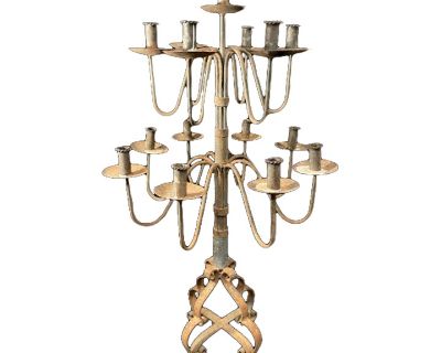 1980s Spanish Style 15 Arm Wrought Iron Candelabra