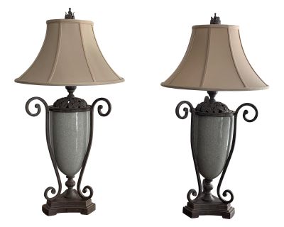 Pair of Uttermost Iron and Ceramic Table Lamps