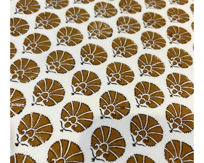 Holland & Sherry Muriel Brandolini Copper Fans Lightweight Hand Blocked Cotton Fabric- 2 1/4 Yards