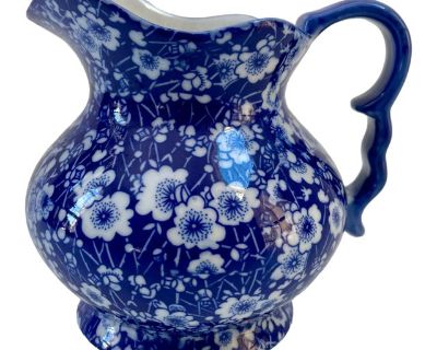 Vintage English Victoria Ware Ironstone Blue & White Pitcher
