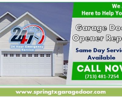 We are proud to offer garage door opener repair as well as installation in Spring, Texas. It’s a difficult task to install a Garage Door Opener yourself, if you don’t have the right parts and tools. We work with the different opener types, as well as all manufacturers. So whether you have a chain drive opener, screw drive opener or belt drive opener, or one that was manufactured by Sears, Genie...