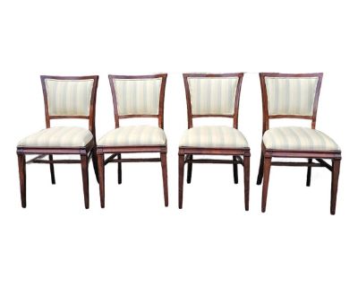 Mid 20th Century Federal Style Solid Mahogany Upholstered Dining Chairs, Refinished- Set of 4