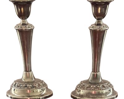 Vintage English Silverplate Candle Holders- a Pair