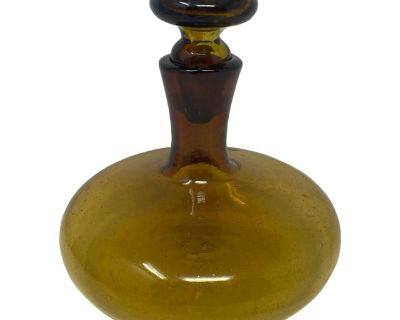Mid Century Amber Glass Ships Decanter