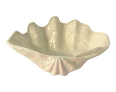 Vintage White Scalloped Ceramic Shell Bowl