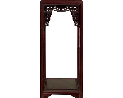 Chinese Medium Brown Stain Square Ru Yi Plant Stand Pedestal Table