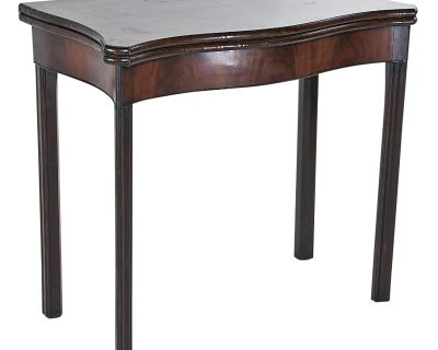 Circa 1910 Edwardian Serpentine English Game Table