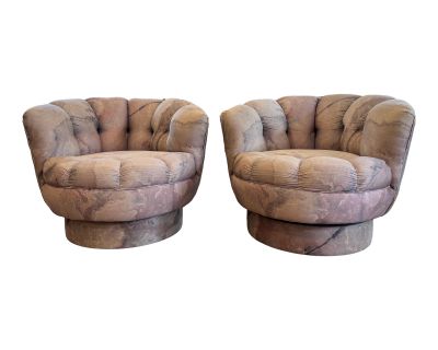 Pair of 1980’s Scalloped Swivel Chairs