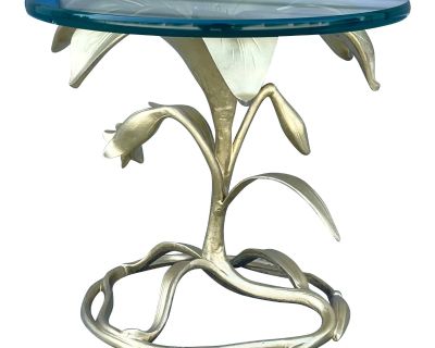 1960s Mid Century Brass Lily Side Table by Arthur Court