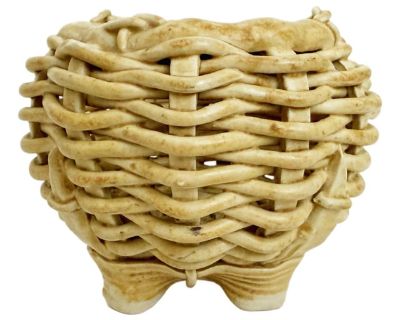 Small Vintage Ceramic Basket Pot