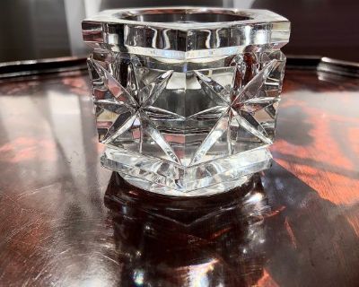 Clear Glass Crystal Votive Tea Light Hexagonal Six Sided Heavy Candle