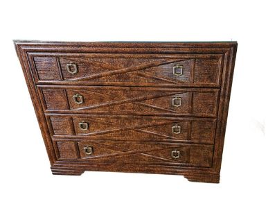 1990s Drexel Heritage Expeditions Lacquered Tortoise Shell 4-Drawer Console/Dresser