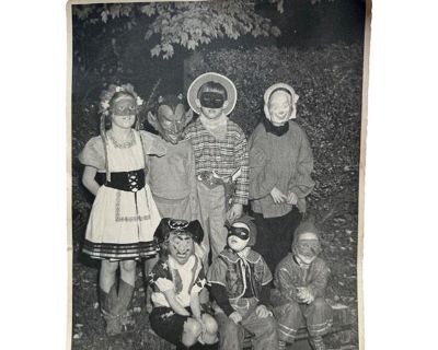 Found at Brimfield! 8X9.5 matte finish photo This photo is a great historical representation of trick-or-treat in America during the 60 s.. Dimensions 8 W 0.05 D 9.5 H Styles American Children's Art Subjects Portrait Frame Type Unframed Period 1960s Country of Origin United States Item Type Vintage, Antique or Pre-owned Shop Sustainably with Chairish Materials Paper Condition Good Condition, Or...